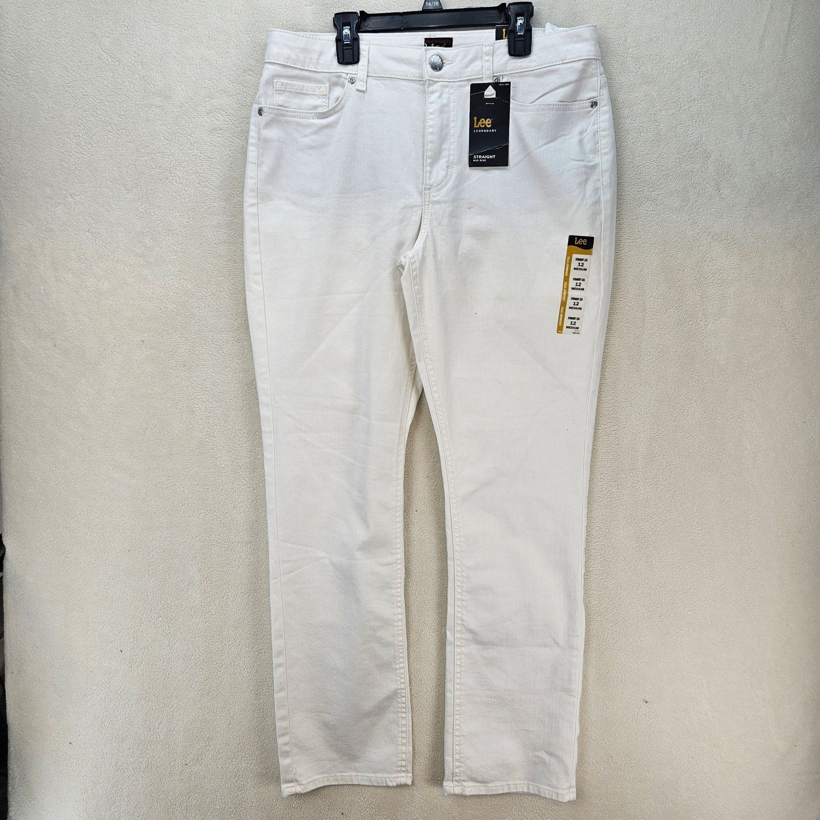 LEE WOMEN'S 12 MEDIUM WHITE CLASSIC FIT STRAIGHT LEG JEANS NWT