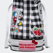 CONVERSE WOMEN'S 8 X SANRIO HELLO KITTY BLACK WHITE PLAID CTAS NIB A17697C