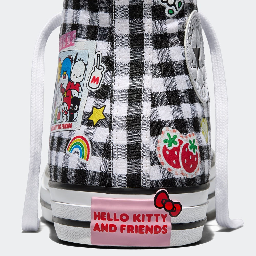 CONVERSE WOMEN'S 8 X SANRIO HELLO KITTY BLACK WHITE PLAID CTAS NIB A17697C