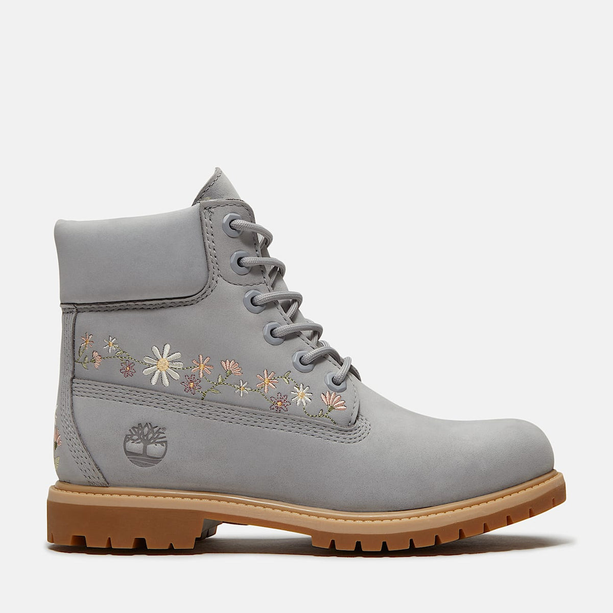 TIMBERLAND WOMEN'S 7.5 PREMIUM 6 IN LACE WATERPROOF BOOT LT GREY NUBUCK