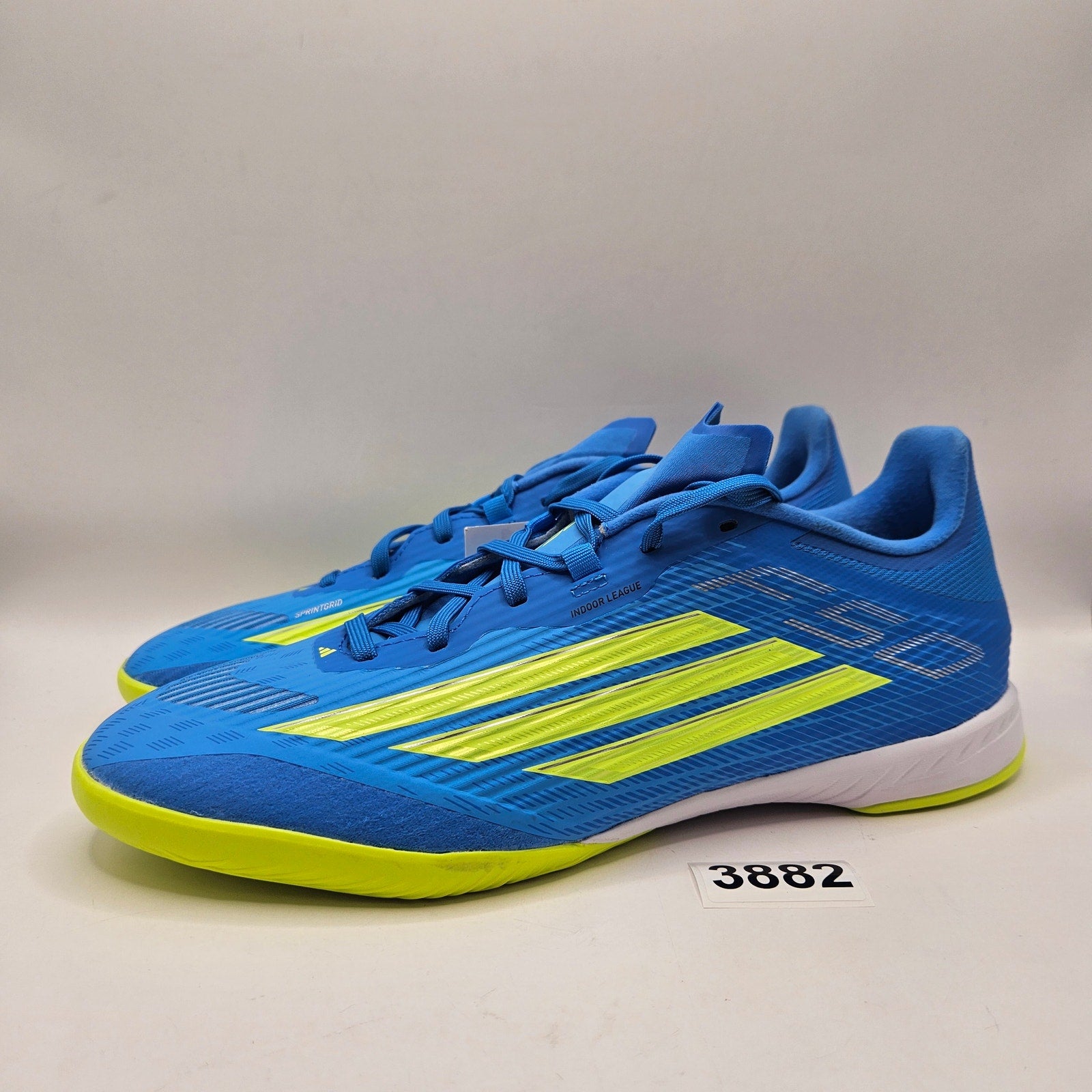 ADIDAS MEN'S 8.5 F50 LEAGUE INDOOR SOCCER SHOES BLUE NEON YELLOW NWOB JR8973