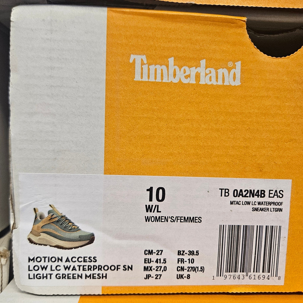 TIMBERLAND WOMEN'S 10 WIDE MOTION ACCESS LOW LACE-UP LIGHT GREEN MESH WP NIB