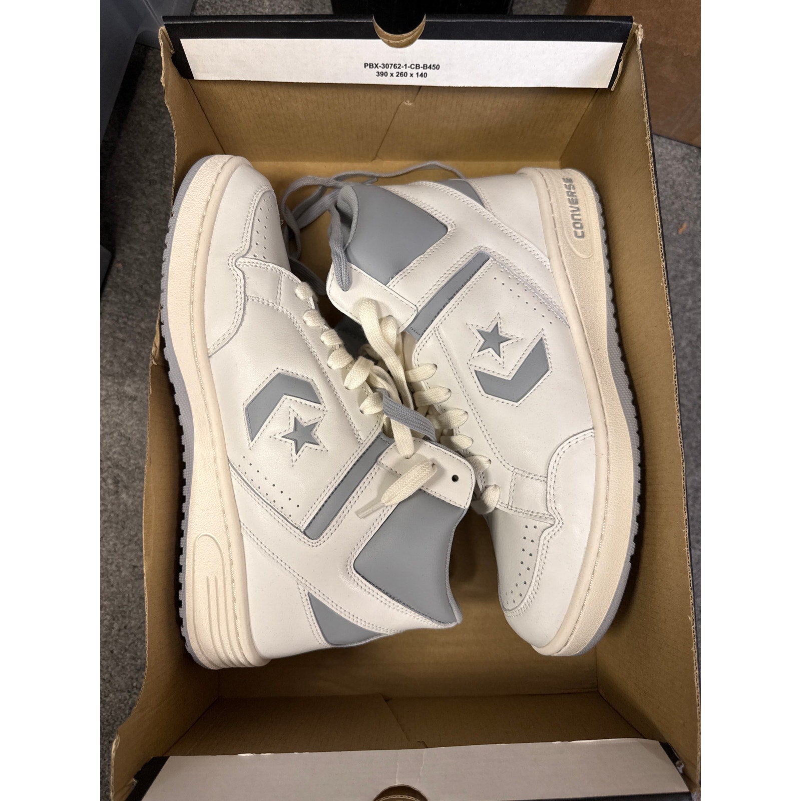 CONVERSE WEAPON MEN 11.5 MID VTG WHT ASH GREY OLD MONEY LARRY BIRD NWOB A04397C