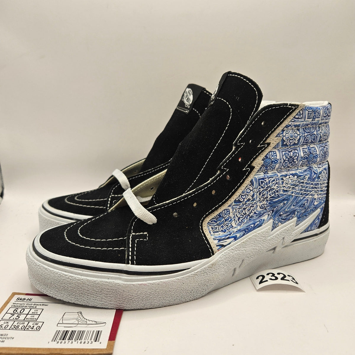 VANS M6/W7.5 SK8-HI BOLT BLACK BLUE LIGHTNING NWOB