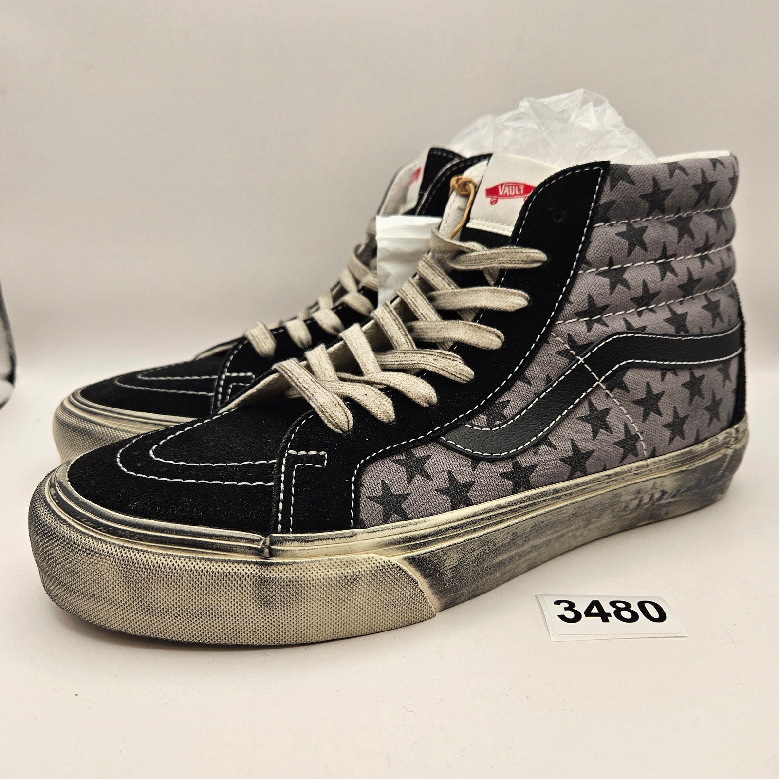 VANS X BIANCA CHANDON M8.5 W10 SK8-HI REISSUE LX BLK GRY WHT DISTRESSED NWOB
