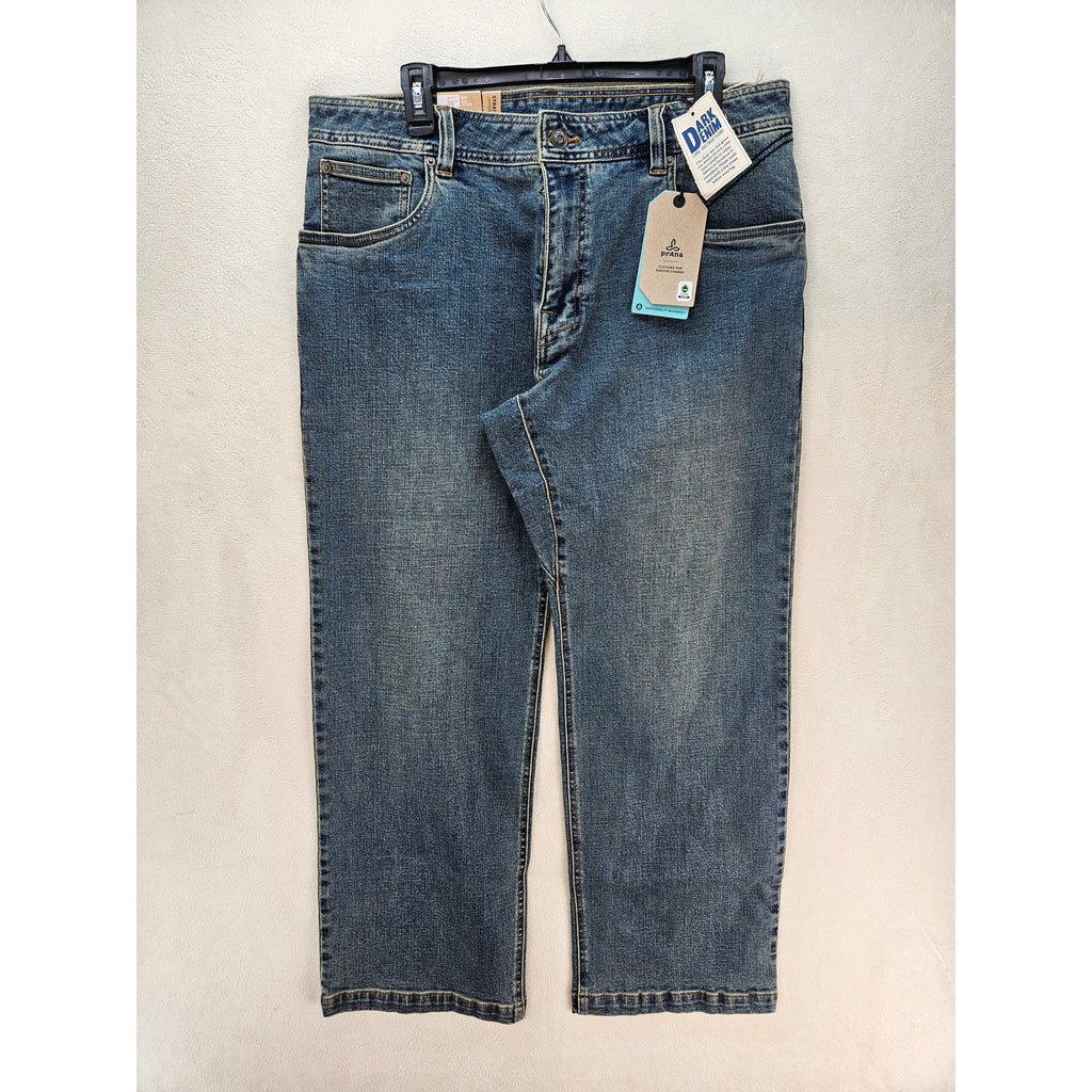 PRANA MEN'S 36X30 AXIOM JEAN ANTIQUE STONE WASH NWT STRAIGHT LEG