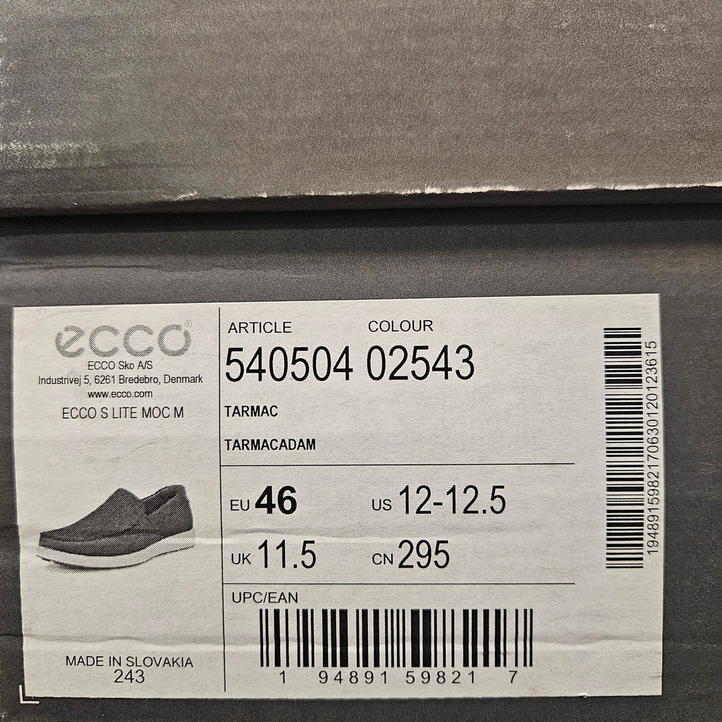 ECCO MEN'S 46 S LITE MOC SLIP ON LOAFERS TARMAC LEATHER NIB 12-12.5