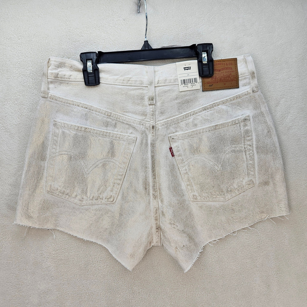 LEVI'S WOMEN'S 29 COATED 501 ORIGINAL FIT HIGH RISE SHORTS LUMINARY WHITE NWT