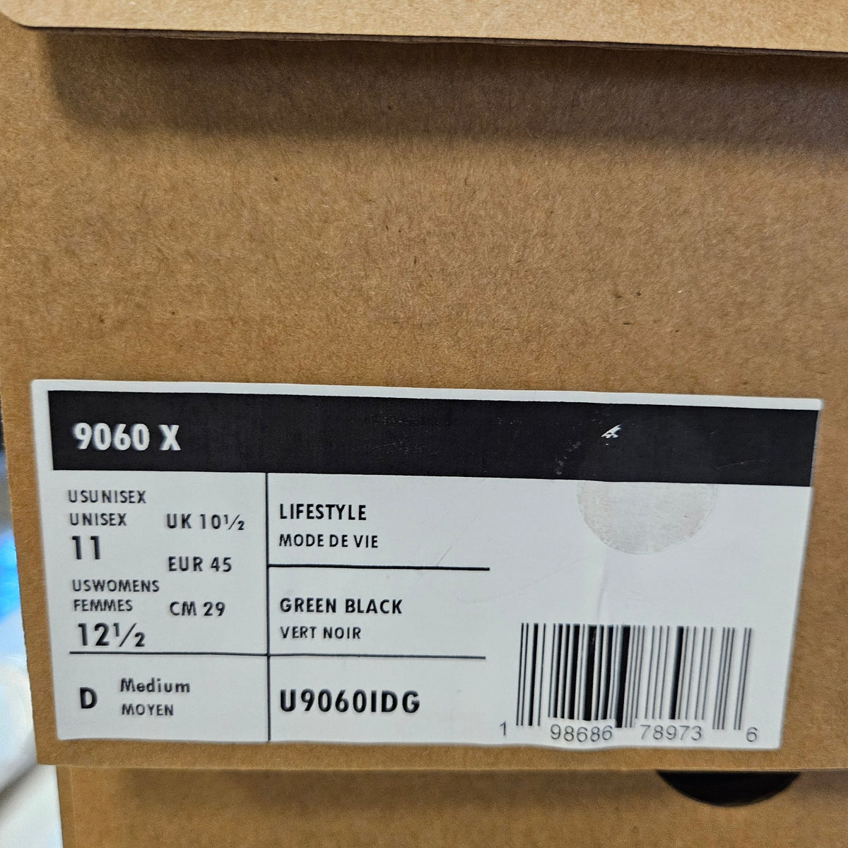 NEW BALANCE MEN'S 11 9060X GREEN BLACK U9060IDG REPLACEMENT BOX INCLUDED