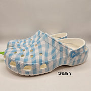 CROCS M6 W8 CLASSIC GINGHAM CLOG BLUE WHITE CHECKERED SLIP ON SHOES NWT