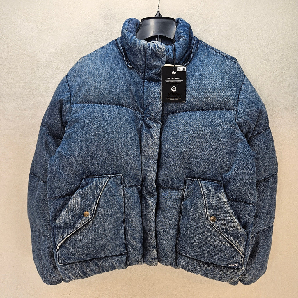 HOODIE MISSING LEVI'S WOMEN'S M WESTERN BUBBLE PUFFER JACKET NWT 600 FILL POWER