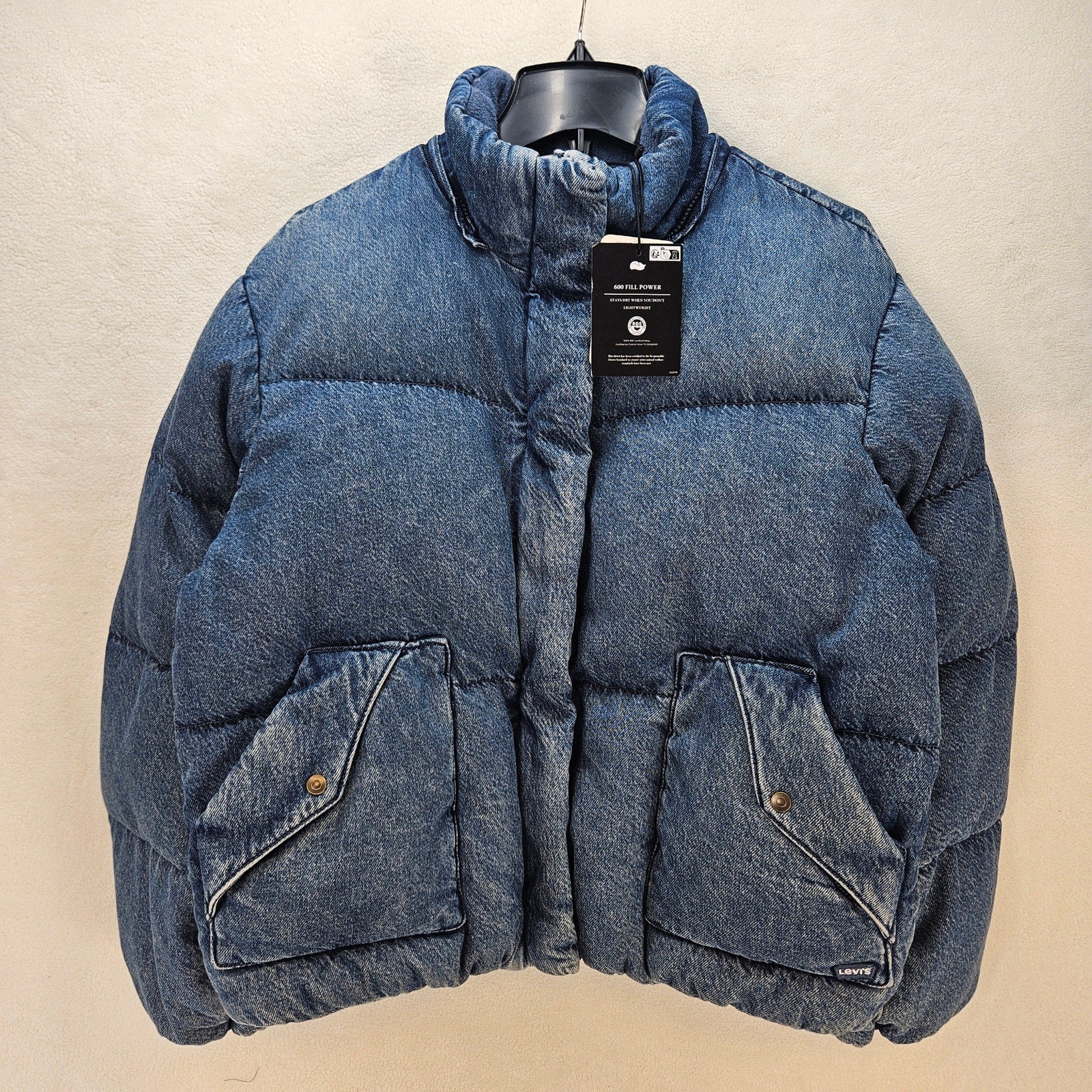 HOODIE MISSING LEVI'S WOMEN'S M WESTERN BUBBLE PUFFER JACKET NWT 600 FILL POWER