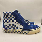 VANS MEN'S 8.5 SK8-HI CHECKERBOARD SIDEWALL CLASSIC BLUE SKATEBOARD NWOB