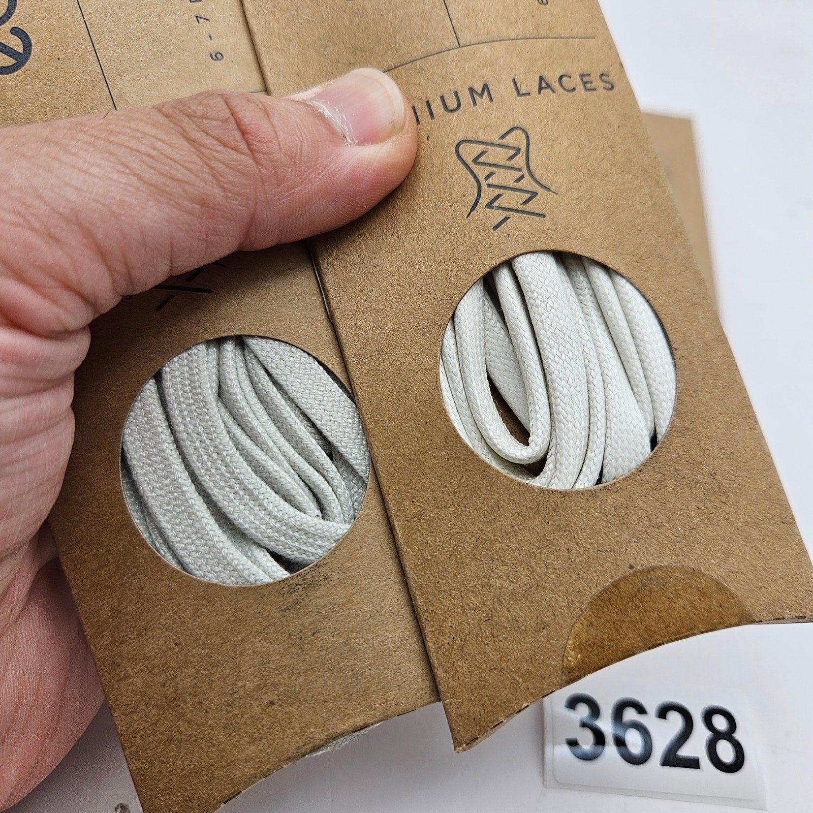 LOT OF 3 - ECCO PREMIUM LACES 120CM WHITE/SHADOW WHITE FLAT NIB 1X3 PAIRS