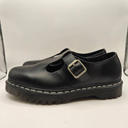 DR MARTENS MEN'S 11 POLLEY BEX T-BAR WHITE STITCHING BLACK LEATHER WHT STITCH