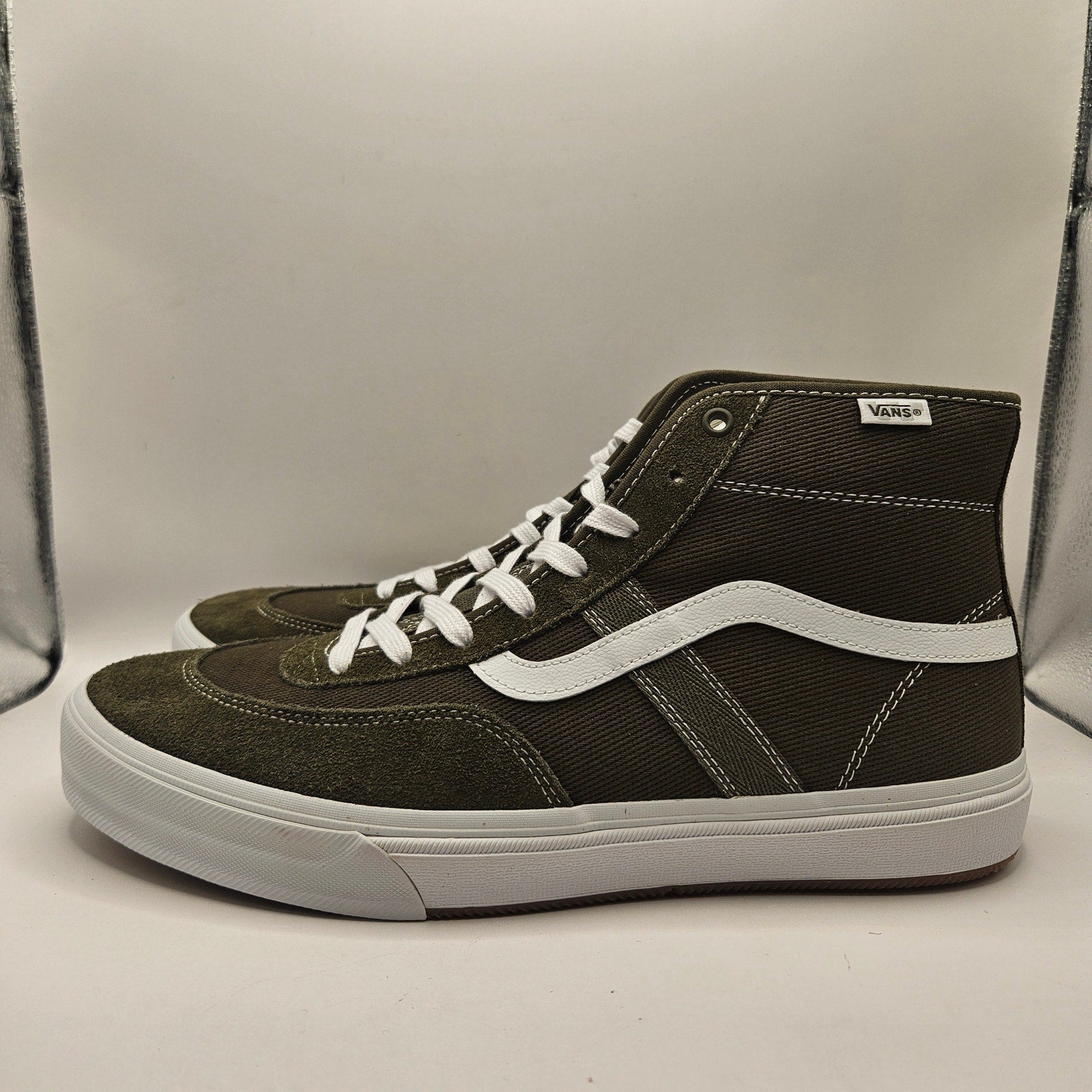 VANS MEN'S 13 CROCKETT HIGH DARK OLIVE TURE WHITE NWOB