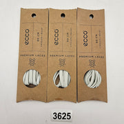 LOT OF 3 - ECCO PREMIUM LACES 80CM SHADOW WHITE FLAT NIB 1X3 PAIRS
