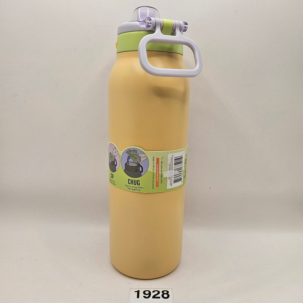 ELLO POP & FILL 32oz STAINLESS STEEL YELLOW WATER BOTTLE QUICK FILL TECHNOLOGY