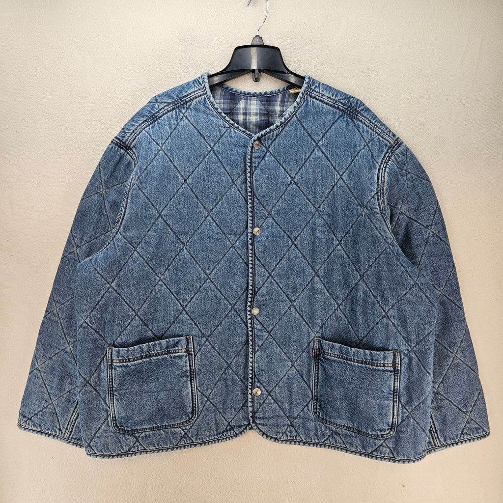 LEVIS MEN'S XXL REVERSIBLE JACKET DENIM FLANNEL ENGINEER CARDIGAN NWOT