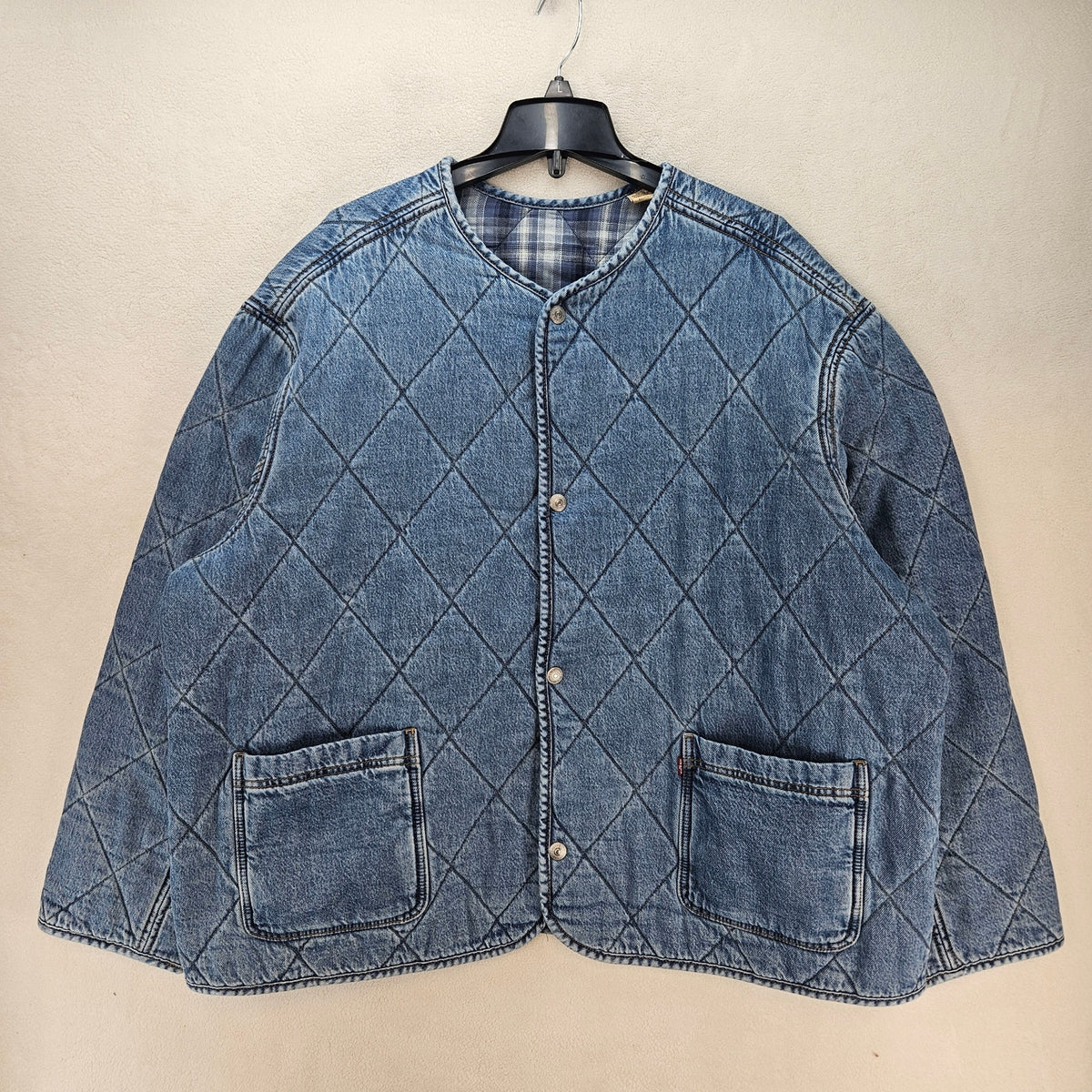 LEVIS MEN'S XXL REVERSIBLE JACKET DENIM FLANNEL ENGINEER CARDIGAN NWOT