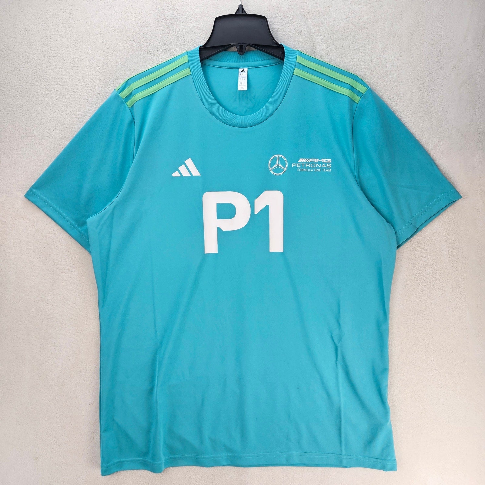 ADIDAS X MERCEDES AMG PETRONAS F1 P1 TRAINING T SHIRT TURQUOISE FORMULA 1