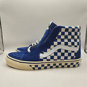 VANS MEN'S 9.5 SK8-HI CHECKERBOARD SIDEWALL CLASSIC BLUE SKATEBOARD NWOB
