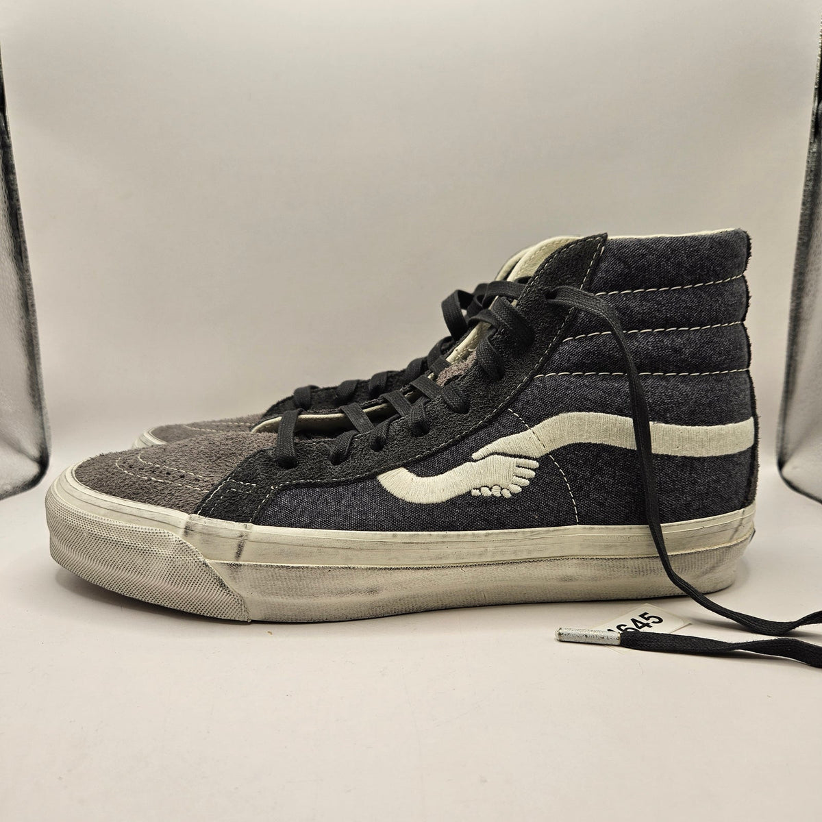 VANS X NOTRE MEN'S 12 SK8 HI REISSUE 38 LX RAVEN GRAY SKATEBOARDING SNEAKER BONE