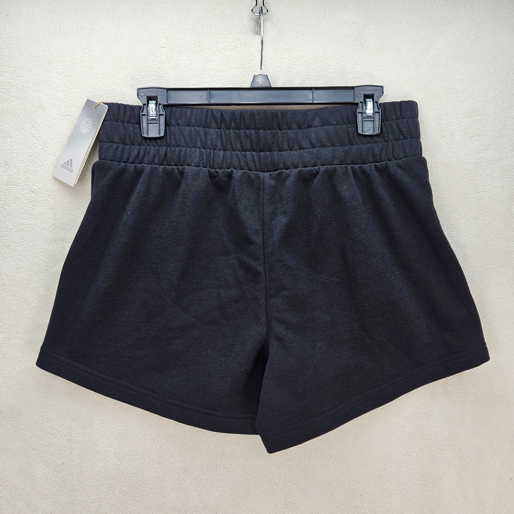 ADIDAS WOMEN'S LARGE HYPERGLAM FRENCH TERRY SHORTS BLACK NWT