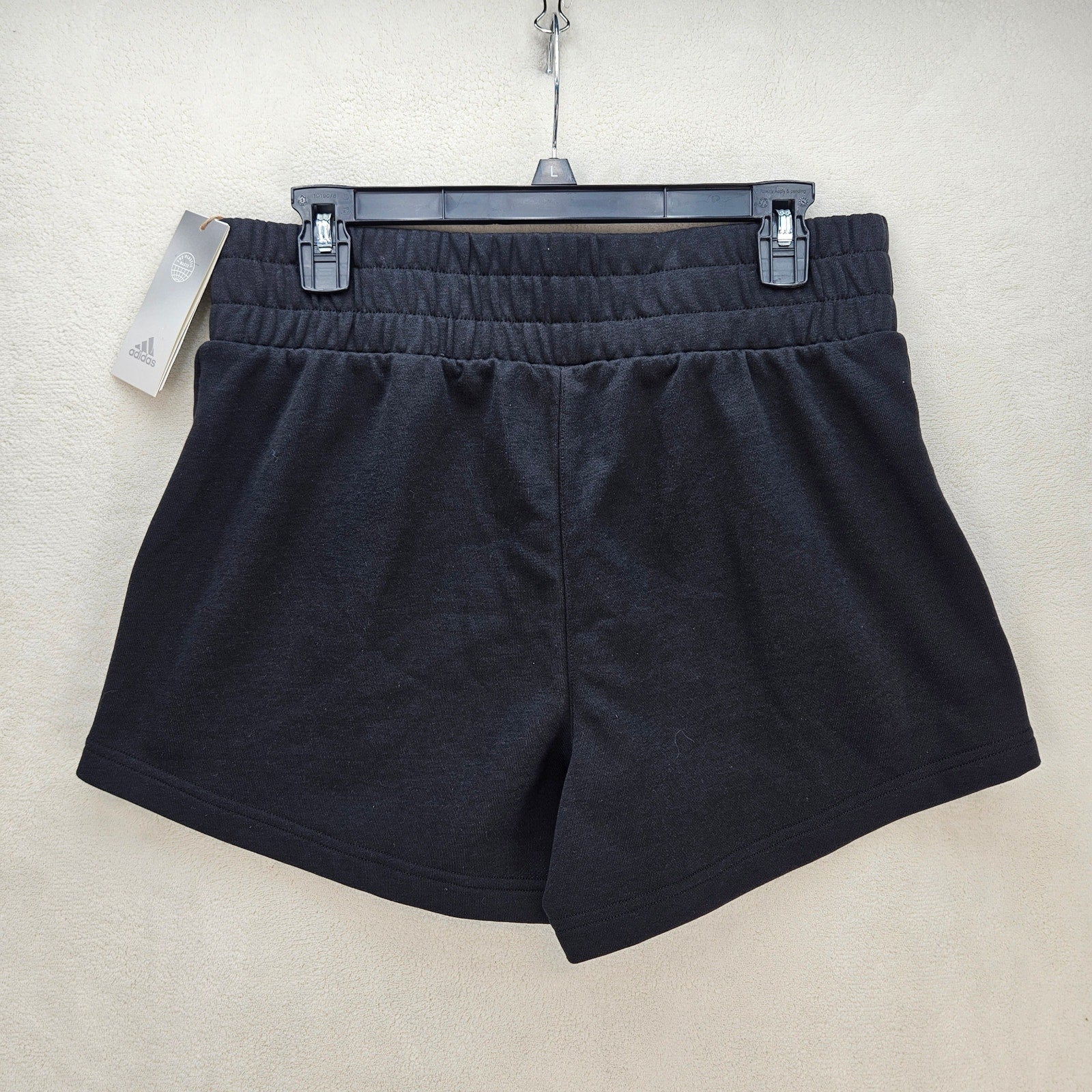 ADIDAS WOMEN'S LARGE HYPERGLAM FRENCH TERRY SHORTS BLACK NWT
