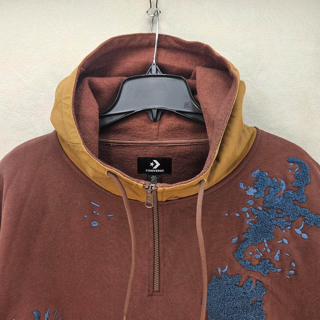 CONVERSE X BANDULU MEN'S SMALL COLLAB PULLOVER HOODIE BROWN NWT