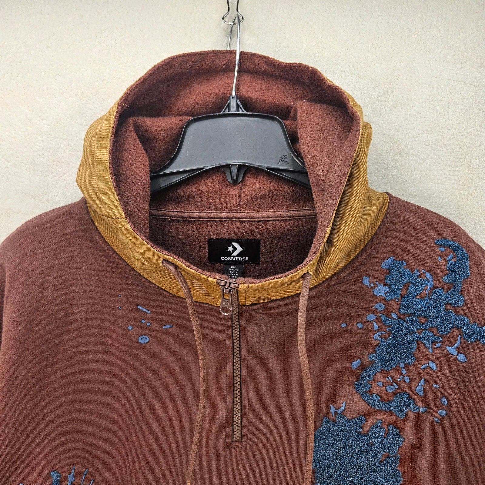 CONVERSE X BANDULU MEN'S SMALL COLLAB PULLOVER HOODIE BROWN NWT