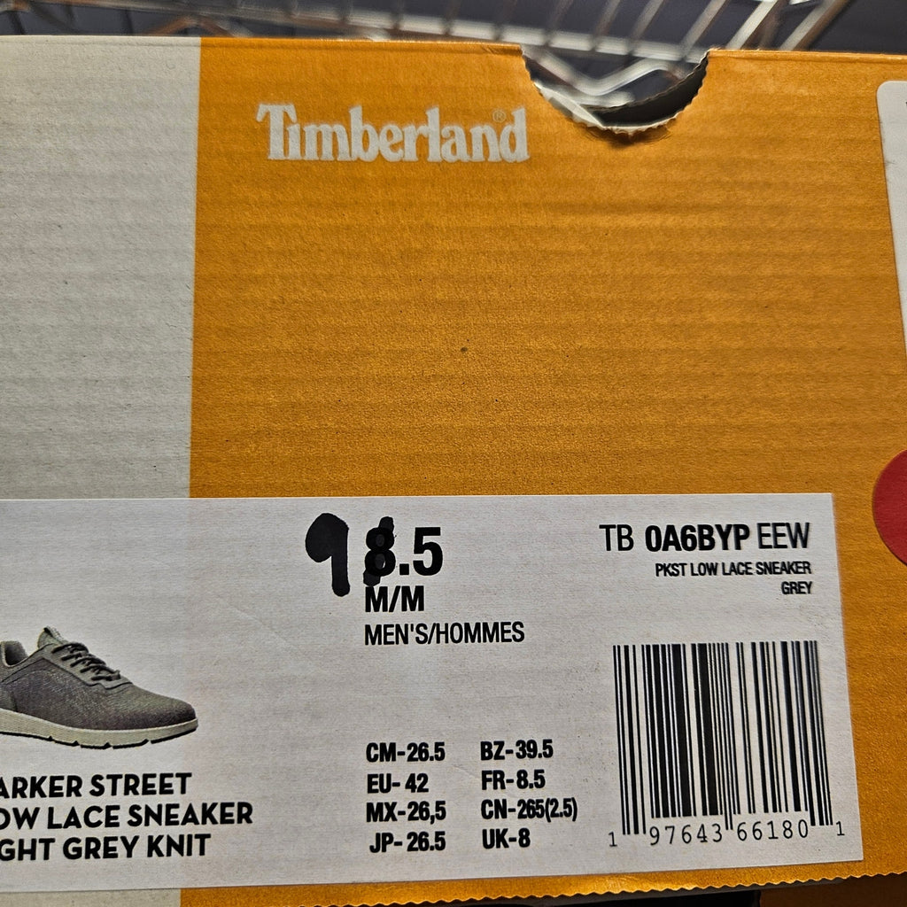 TIMBERLAND MEN'S 9.5 PARKER STREET LOW LACE UP SNEAKER LT GREY KNIT NIB