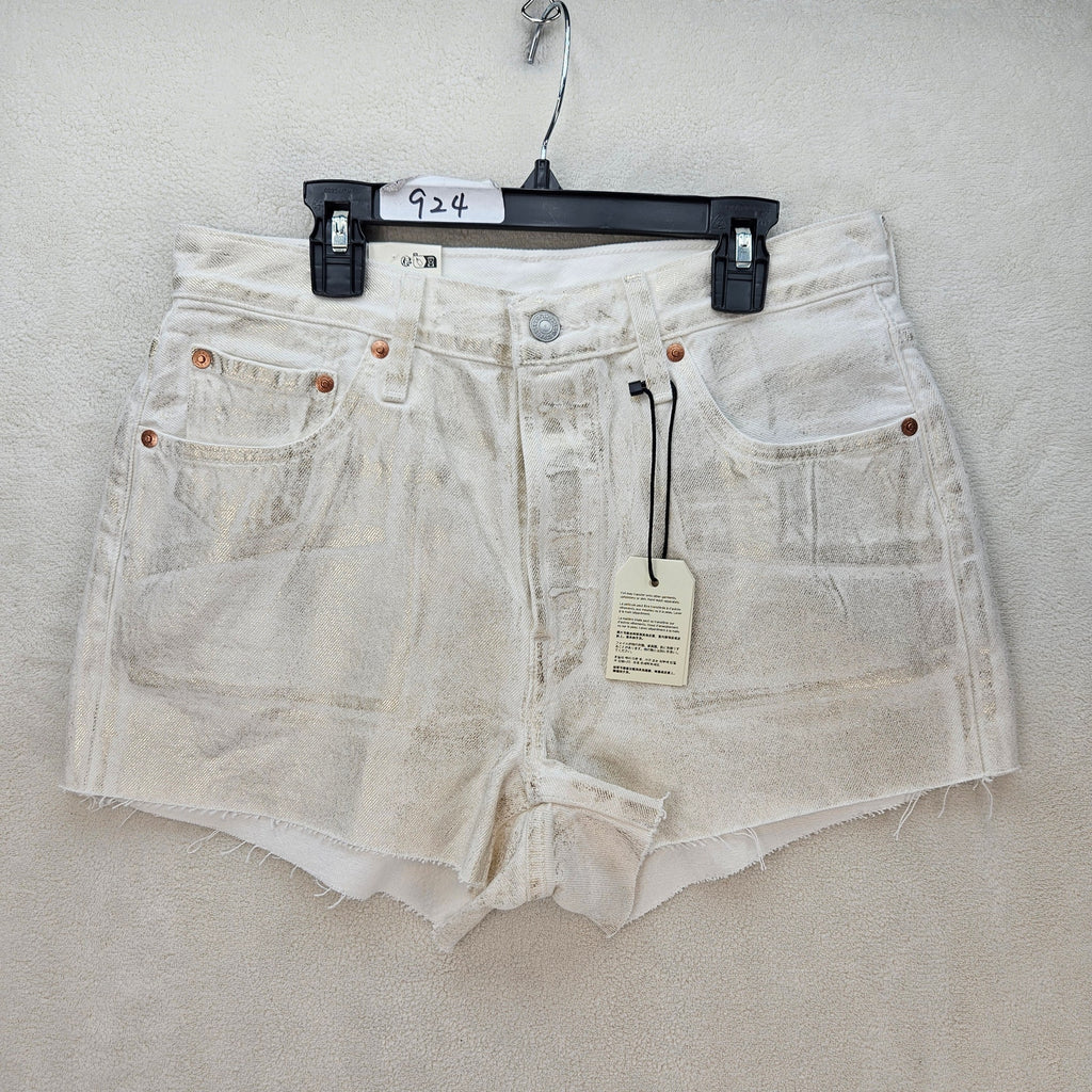 LEVI'S WOMEN'S 29 COATED 501 ORIGINAL FIT HIGH RISE SHORTS LUMINARY WHITE NWT