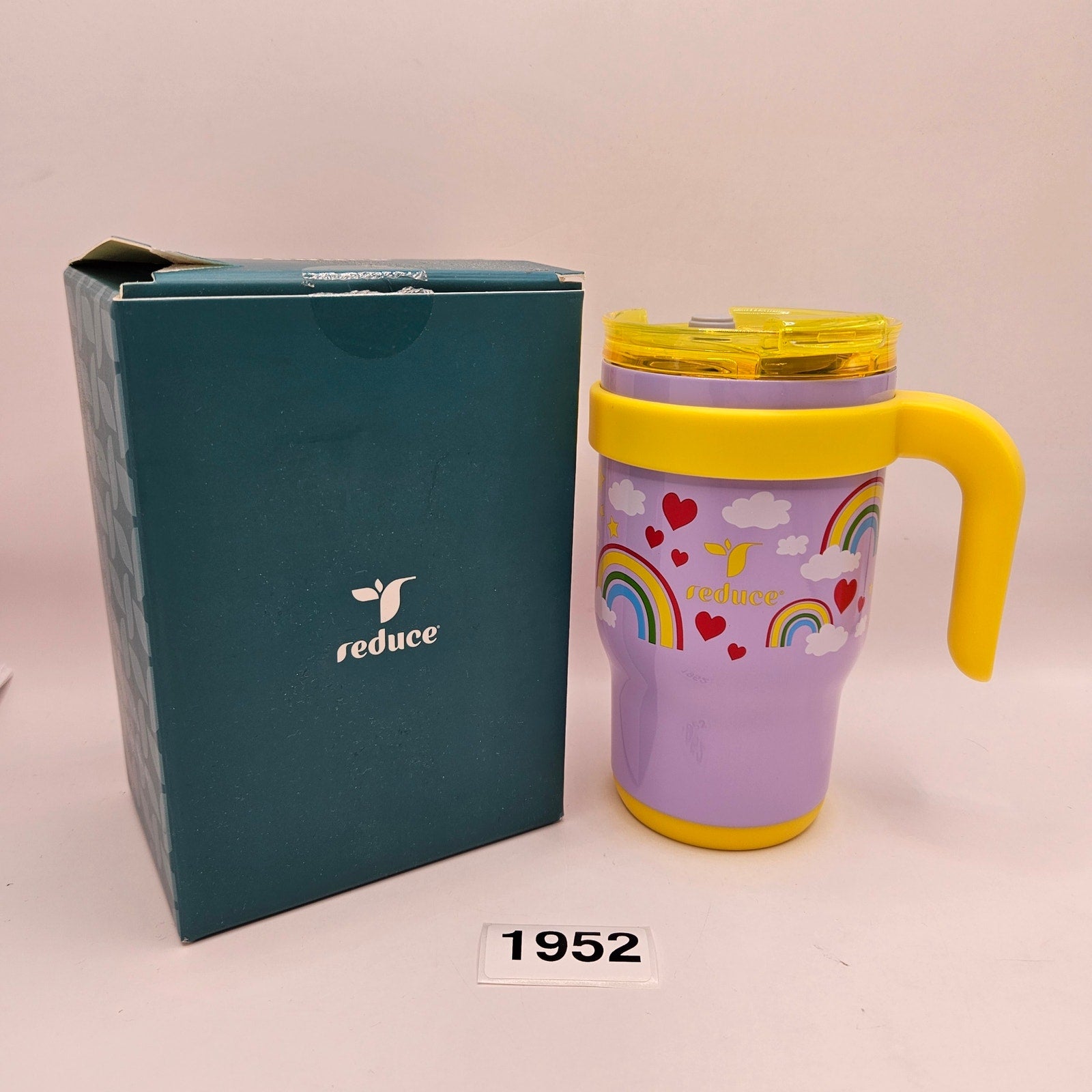 REDUCE 14oz PURPLE YELLOW COLDEE VACUUM INSULATED STAINLESS STEEL STRAW TUMBLER
