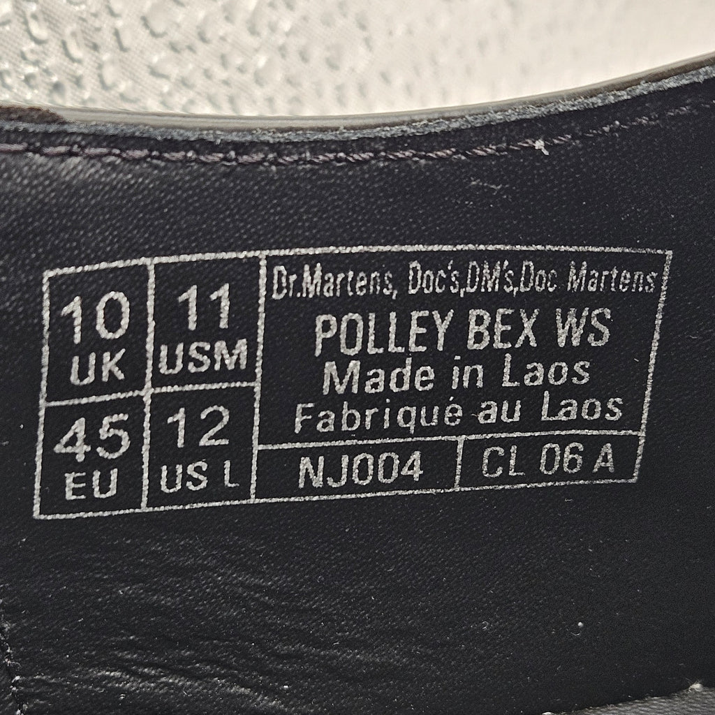 DR MARTENS MEN'S 11 POLLEY BEX T-BAR WHITE STITCHING BLACK LEATHER WHT STITCH