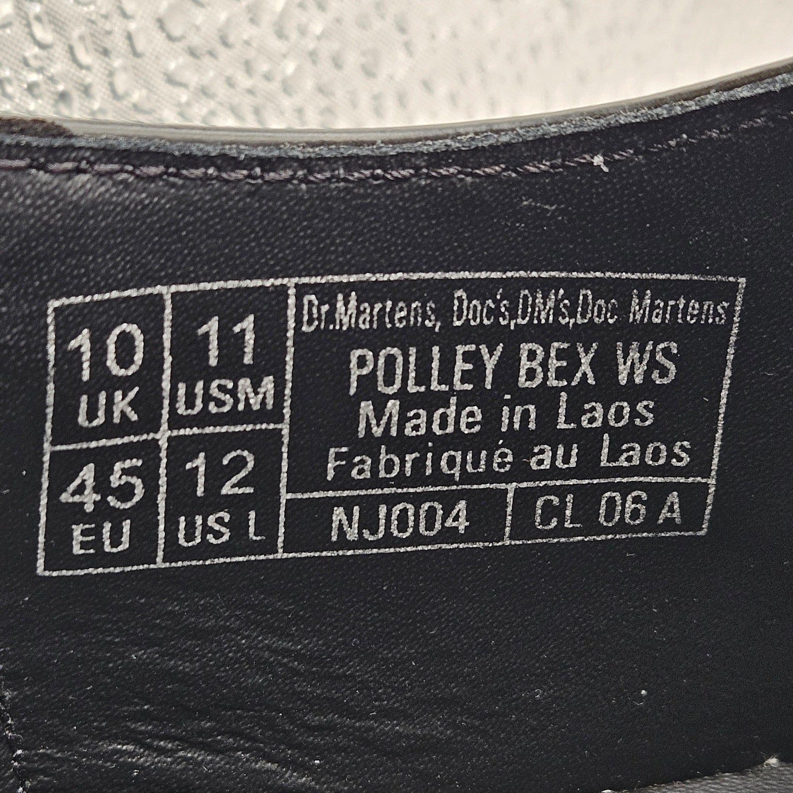 DR MARTENS MEN'S 11 POLLEY BEX T-BAR WHITE STITCHING BLACK LEATHER WHT STITCH