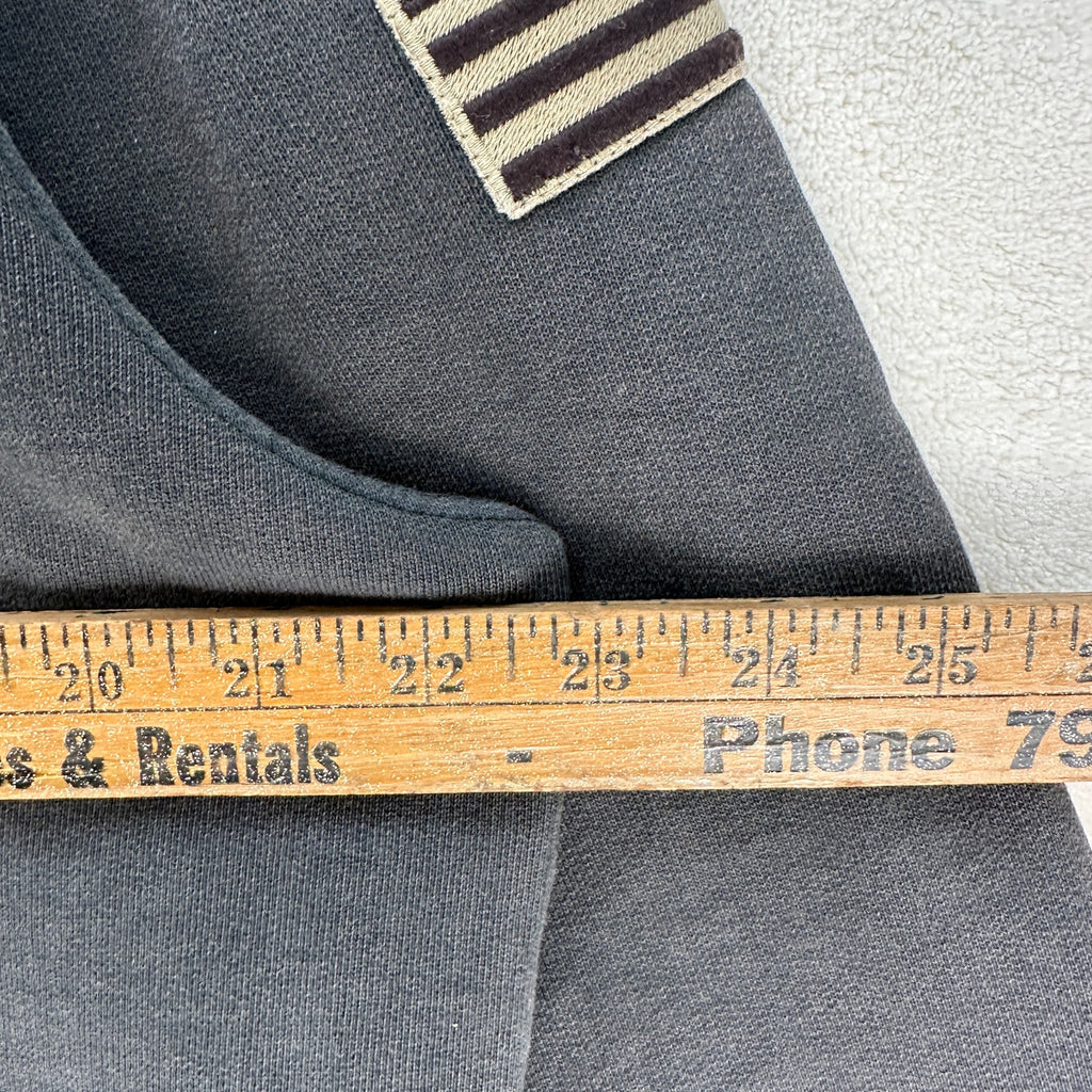 LUCKY BRAND X COLE HAUSER LARGE PATRIOT VINTAGE GREY HALF ZIP SWEATSHIRT