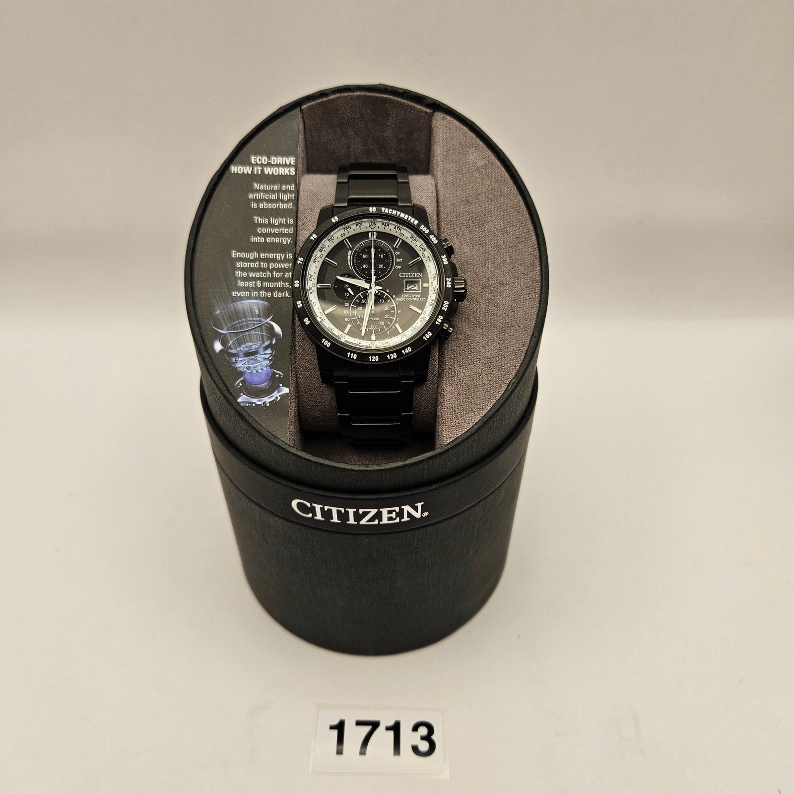 CITIZEN AT8175-58E MEN'S RADIO CONTROLLED TACHYMETER WORLD TIME $650 NEW