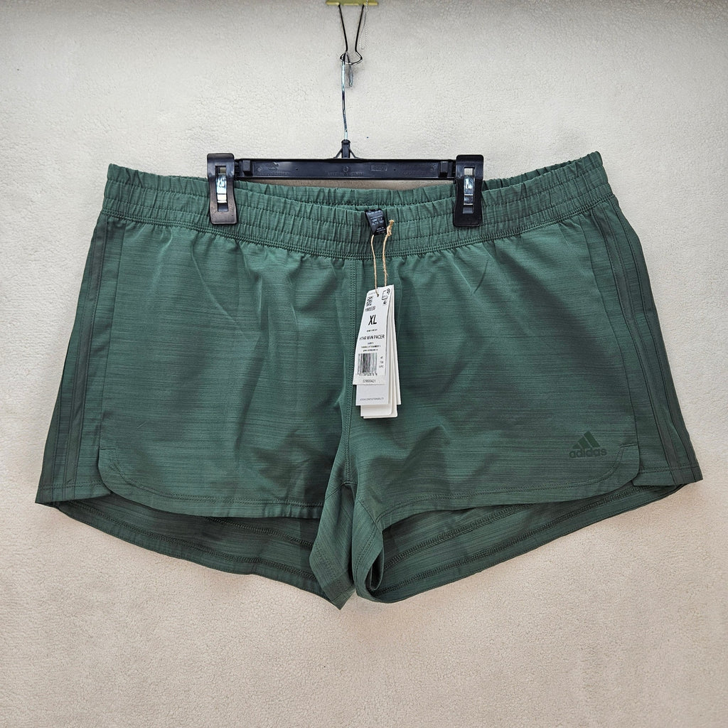 ADIDAS WOMEN'S XXL PACER 3 STRIPE WOVEN TRAINING SHORTS GREEN OXIDE HM8699 NWT