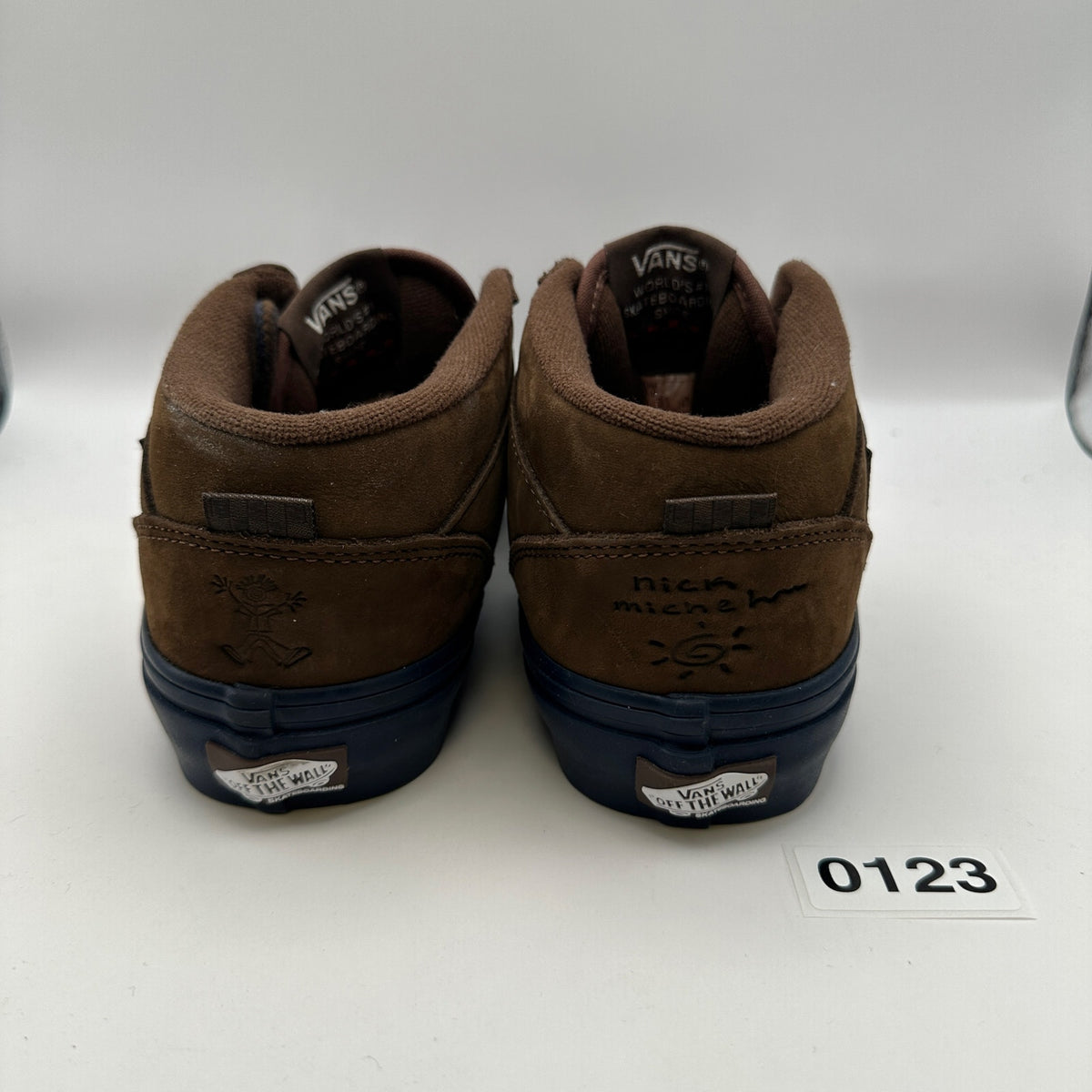 VANS X NICK MICHEL MEN'S SIZE 6 HALF CAB SUEDE BROWN/NAVY BLUE
