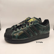 ADIDAS ORIGINALS WOMEN'S 10 SUPERSTAR BLACK GREEN SNAKESKIN SHELL TOE NWOB