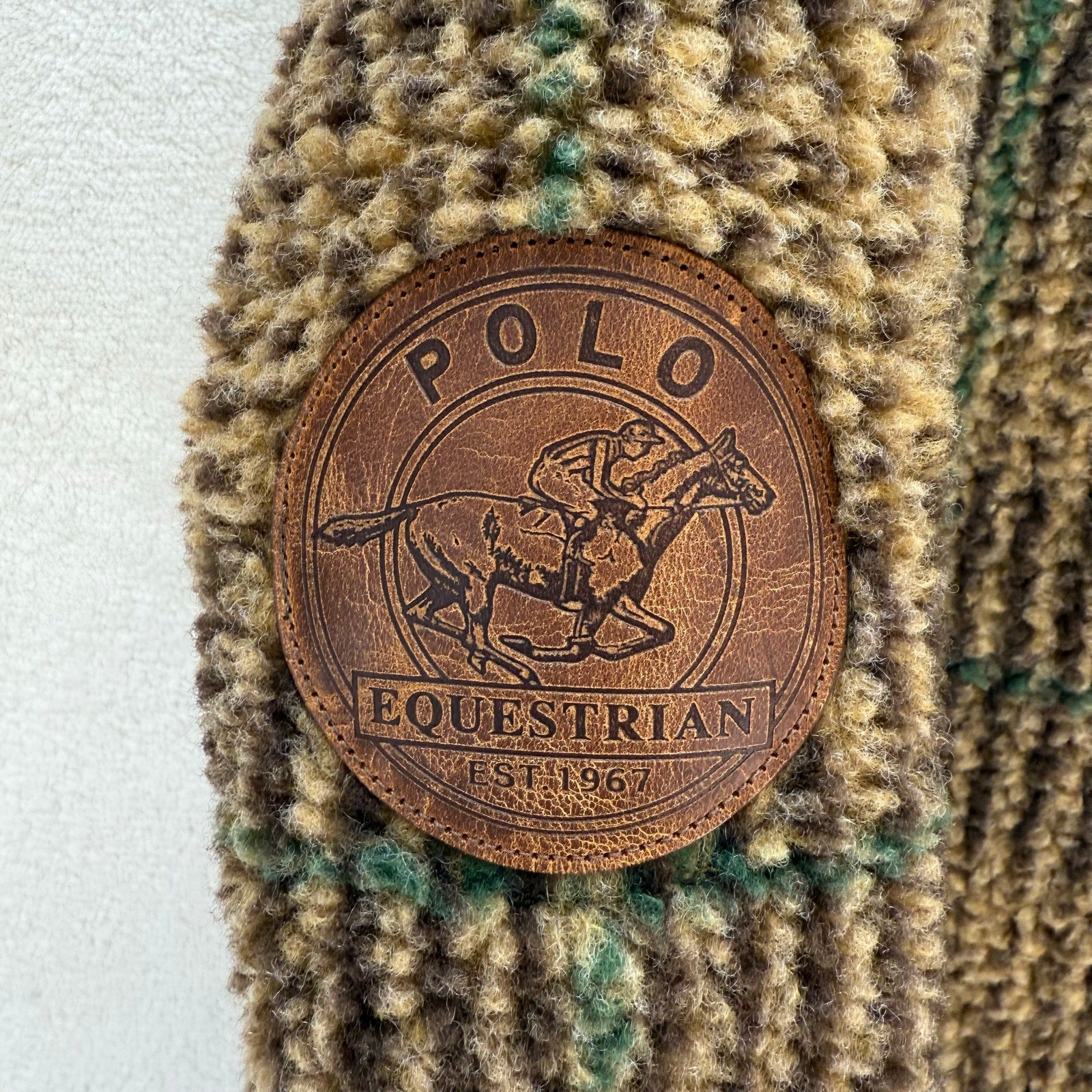 POLO RALPH LAUREN MEN'S MEDIUM BROWN GLEN PLAID PILE FLEECE JACKET