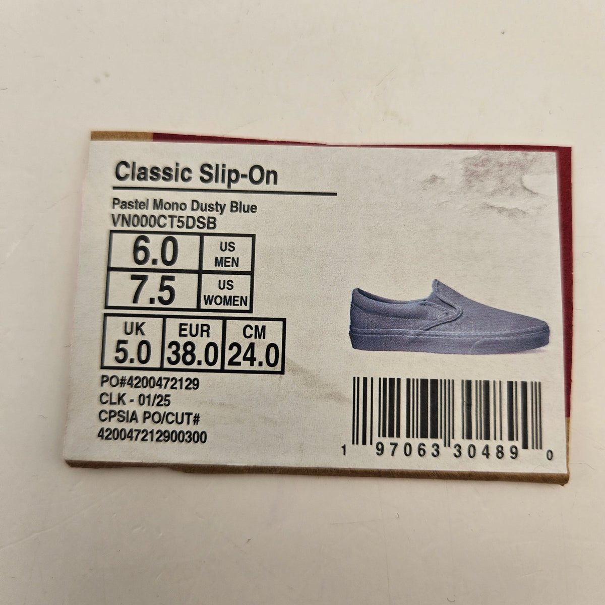 VANS WOMEN'S 7.5 CLASSIC SLIP ON PASTEL MONO DUSTY BLUE NWOB