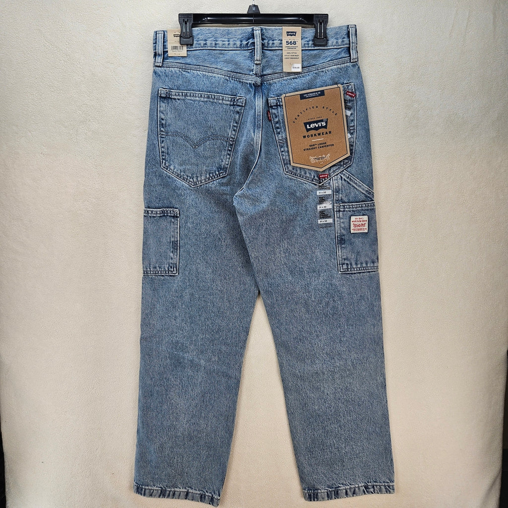 LEVI'S 568 MEN'S 31X32 CARPENTER LIGHT BLUE DENIM JEANS NWT WORKWEAR