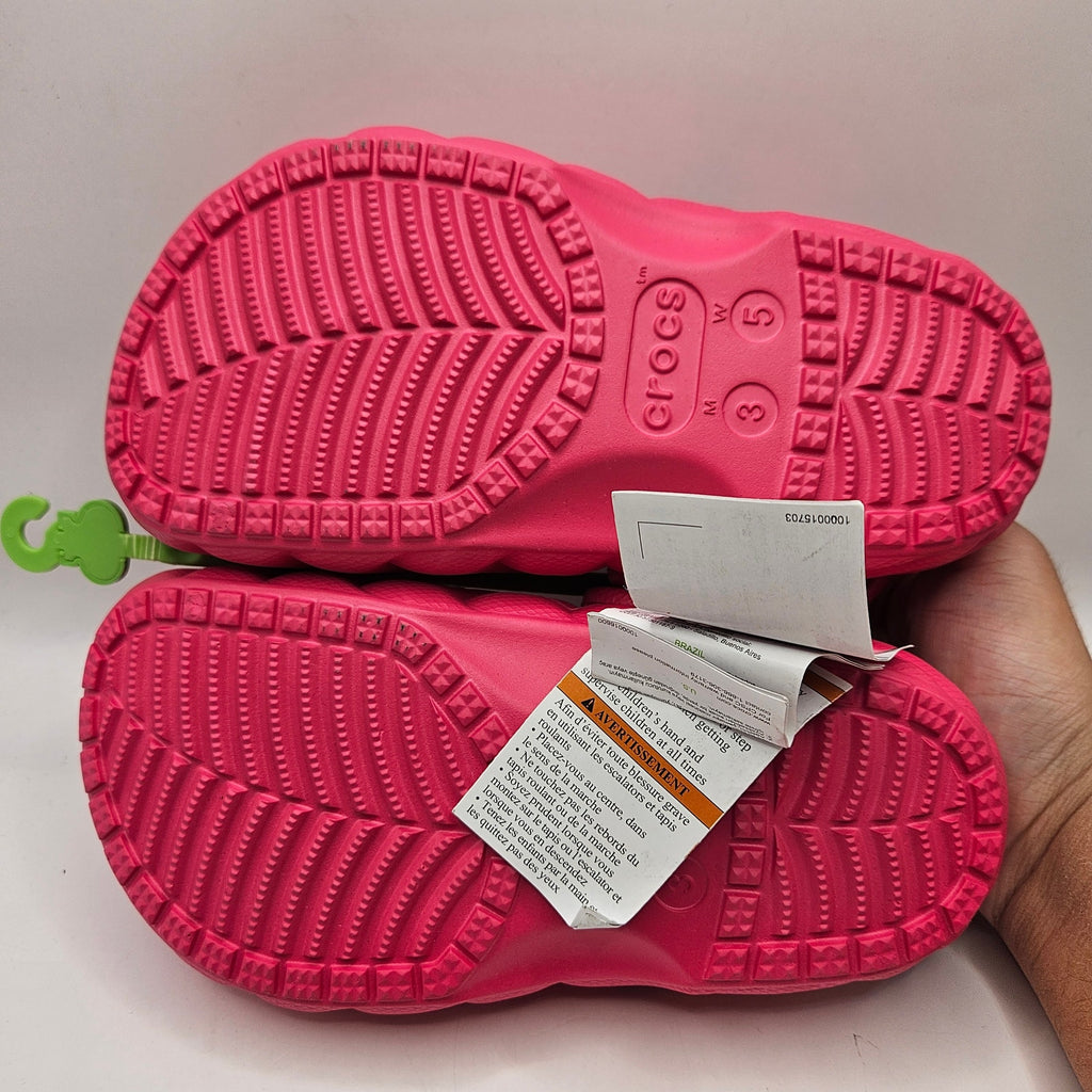 CROCS WOMEN'S 5 ECHO WAVE CLOG PINK MAROON LINED FLEECE SLIP ON SHOES NWT