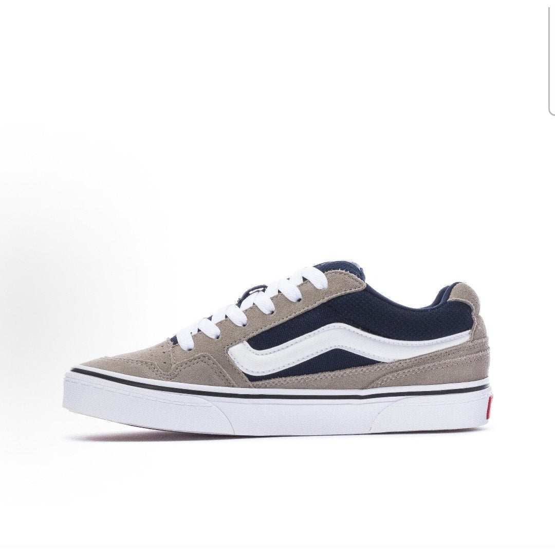 VANS MEN'S 11.5 CALDRONE LOW TOP SKATE SNEAKER SUEDE MESH GREY BLUE NIB