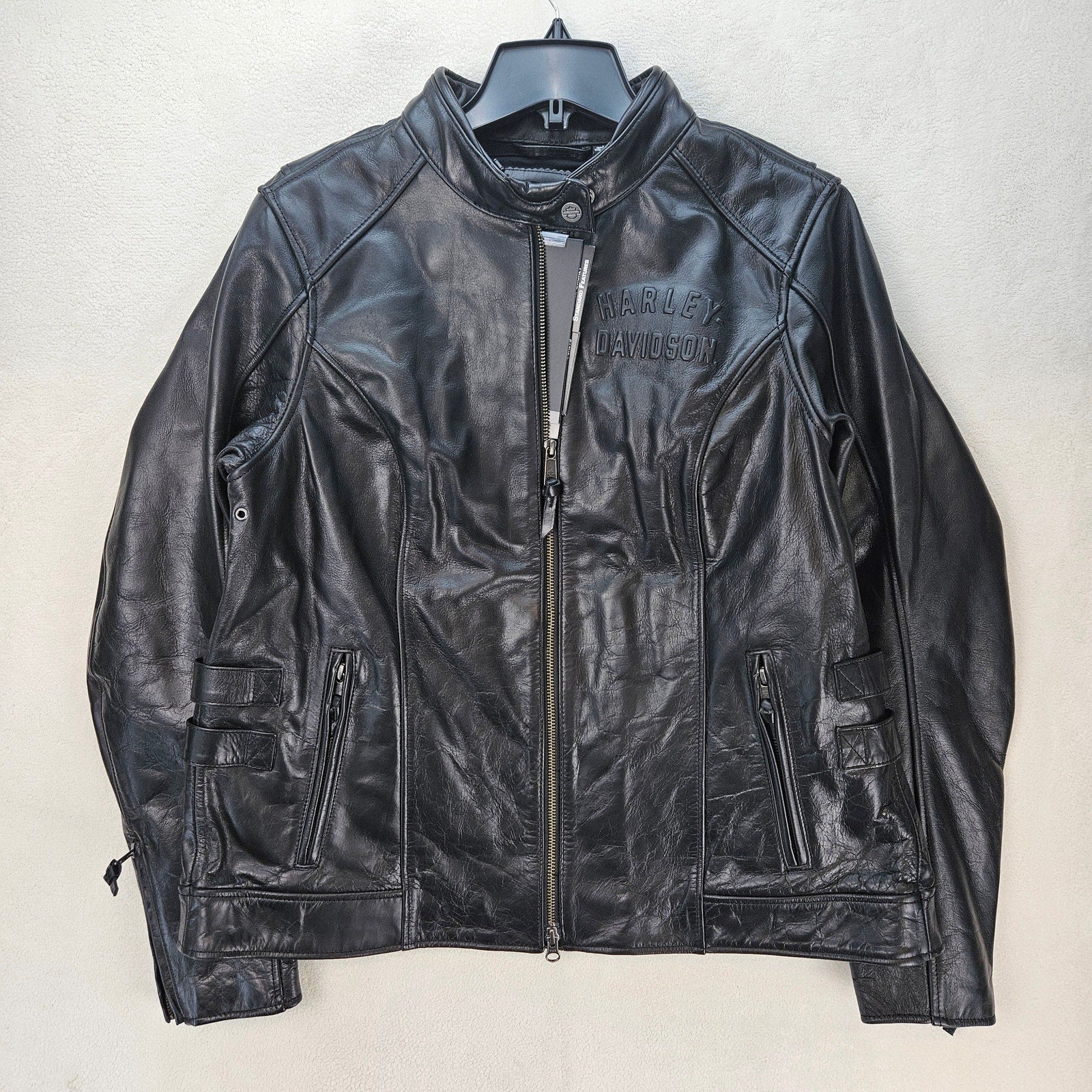 HARLEY DAVIDSON WOMEN'S XL CAFE RACER MODULAR LEATHER JACKET BLK 98019-23VW