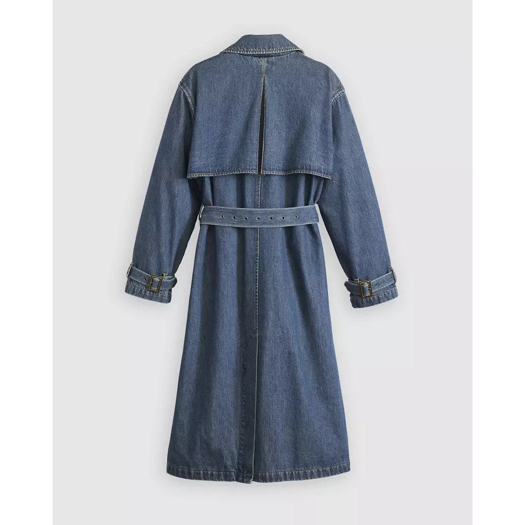 LEVIS WOMEN'S SMALL SPADE TRENCH COAT DARK WASH A89760001 NWT