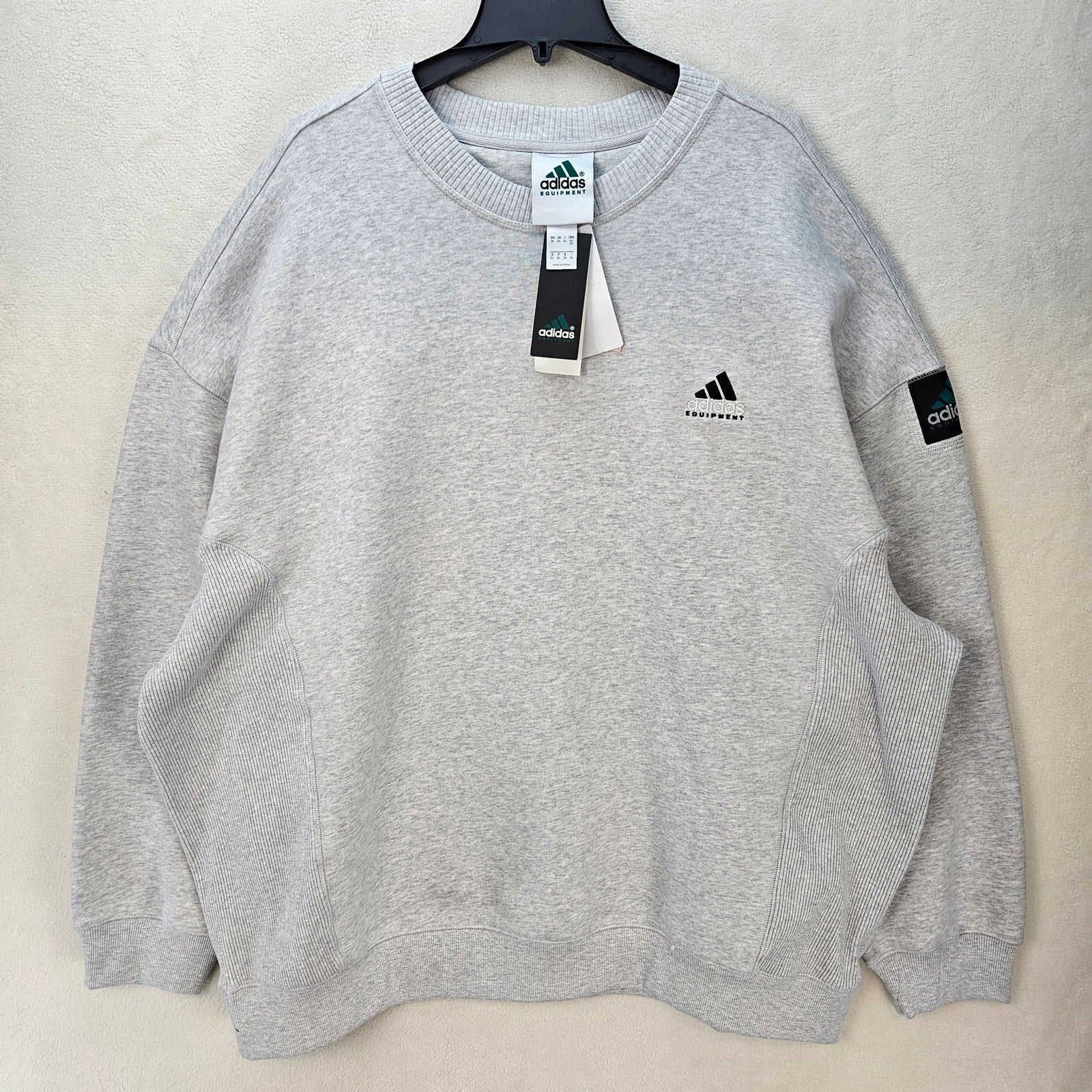 ADIDAS EQT MEN'S XXL OVERSIZED HEATHER GREY VINTAGE OG CREWNECK SWEATSHIRT NWT