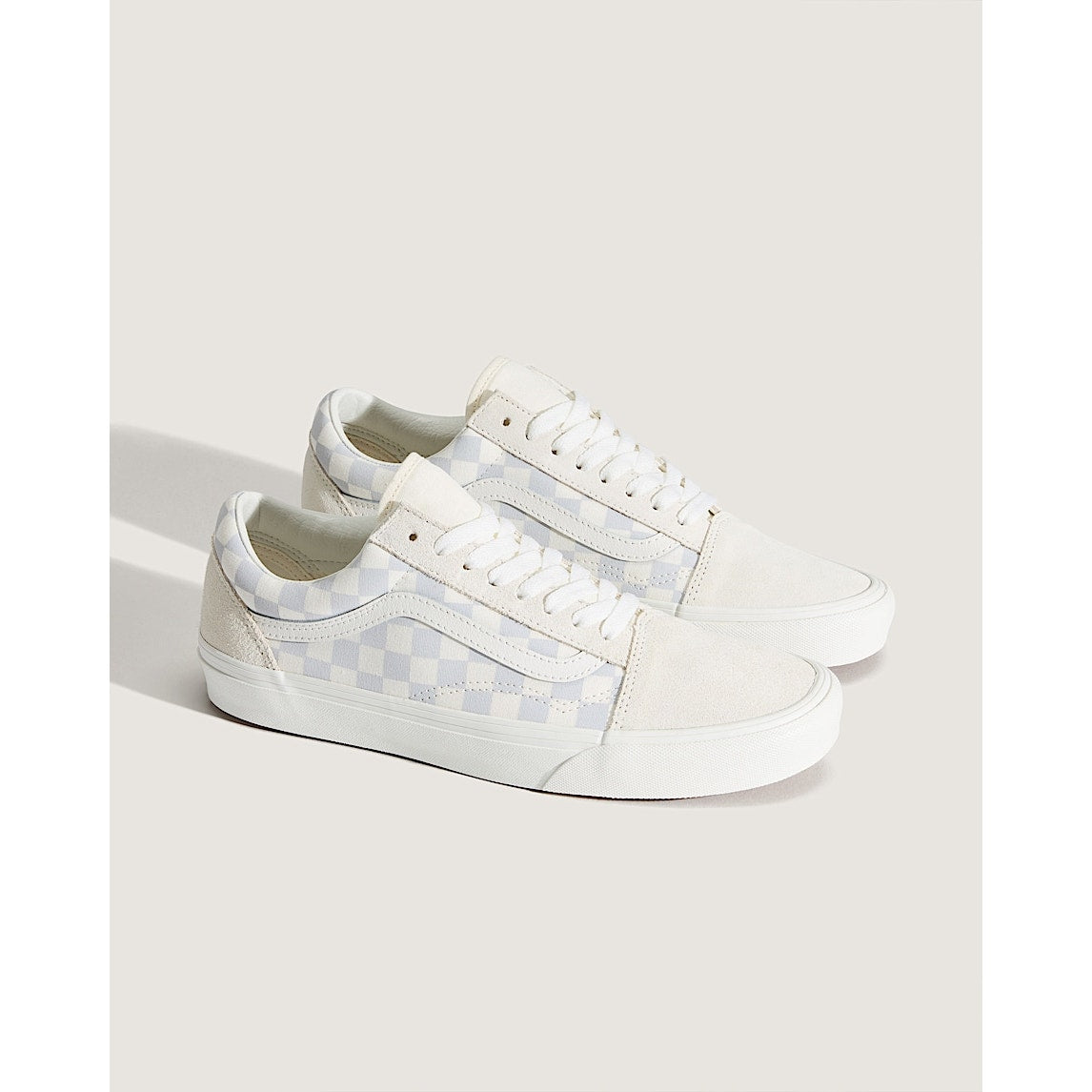 VANS MEN'S 8 OLD SKOOL WHITE CHECKERBOARD MARSHMELLOW NIB LOW TOP SKATEBOARD SNEAKER
